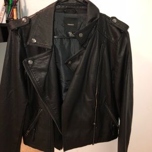 black leather jacket